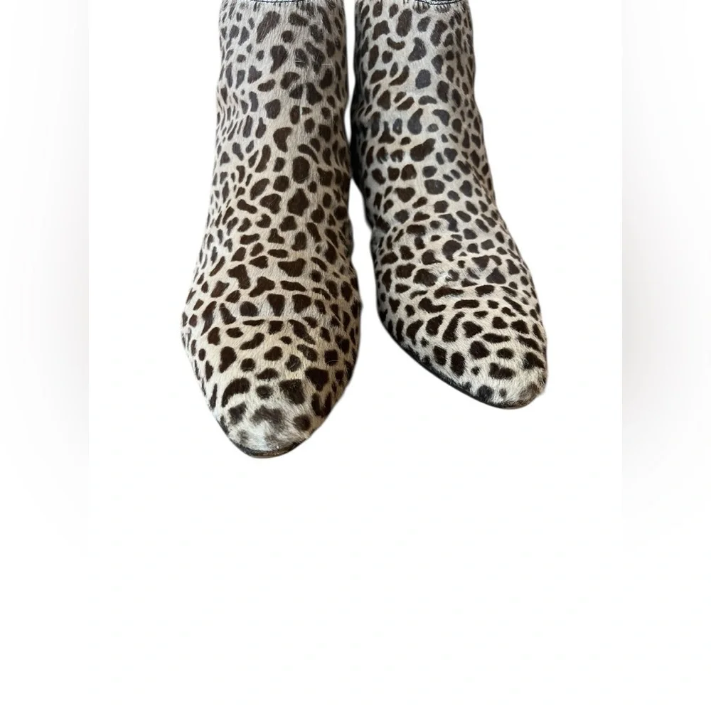 Walter Steiger Leopard Print Pony Hair Ankle Back Zipper with Ball Pull
